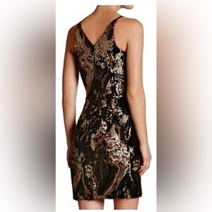 Dress The Population Black Sequin Velvet Dress w/metallic gold & cooper size M